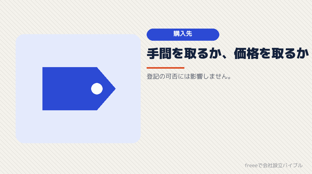 どこで買うか：freee経由か、自分で探すか
