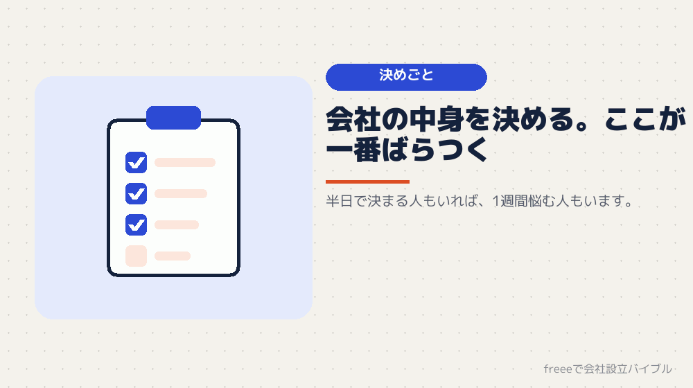 工程1：決めごと（作業・0.5〜3日）