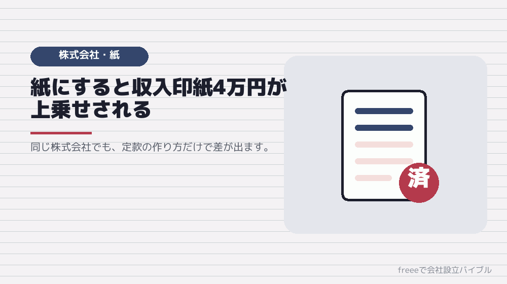 パターン2：株式会社×紙定款（4万円高くなる）