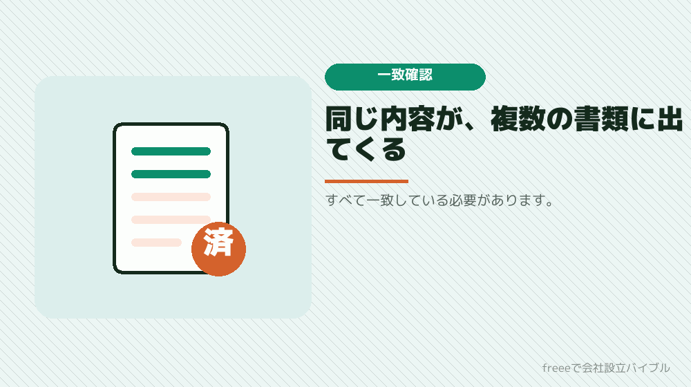 手順3:商号と資本金を全書類で確認する