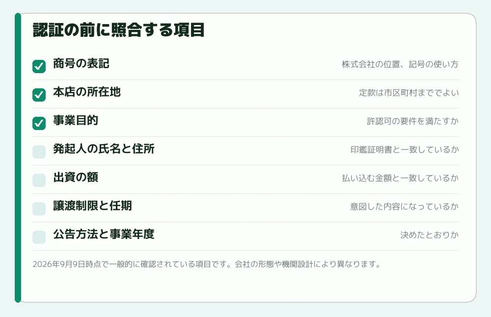 認証の前に照合する項目