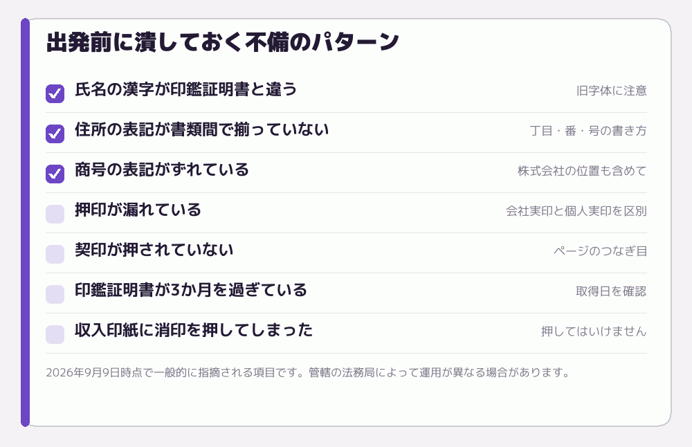 出発前に潰しておく不備のパターン