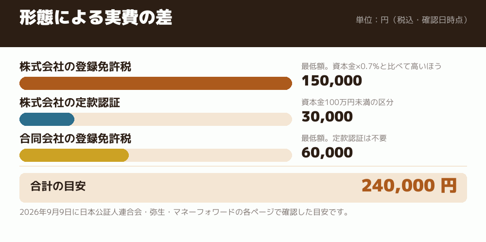 形態による実費の差